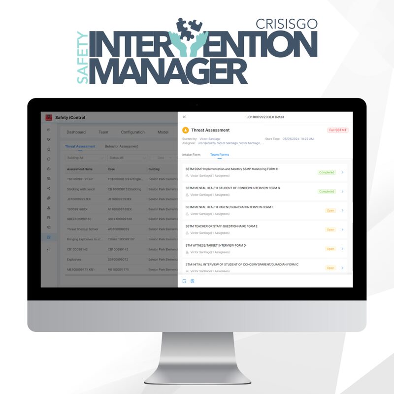 CrisisGo Safety Intervention Manager dashboard